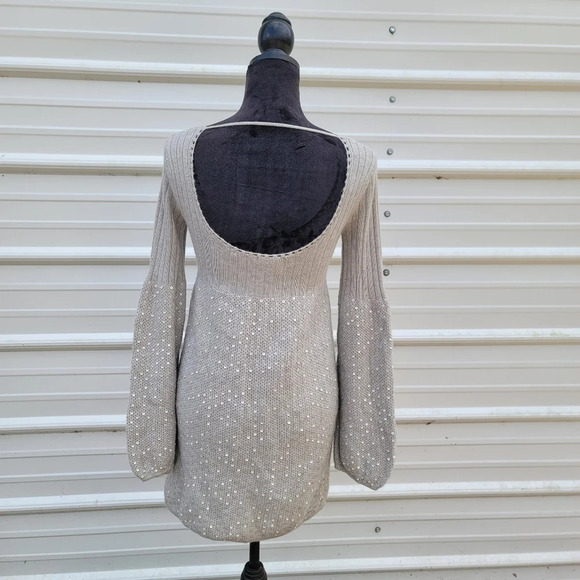Marciano Cashmere Wool Rabit Sequin Gray Bubble Long Sleeve Sweater Dress XS - Picture 5 of 13